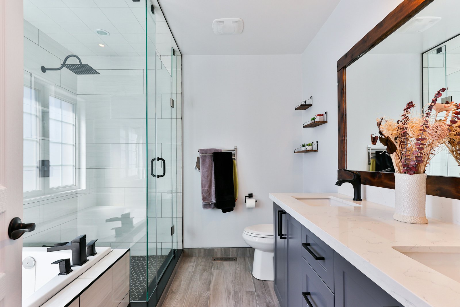Bathroom with glass shower