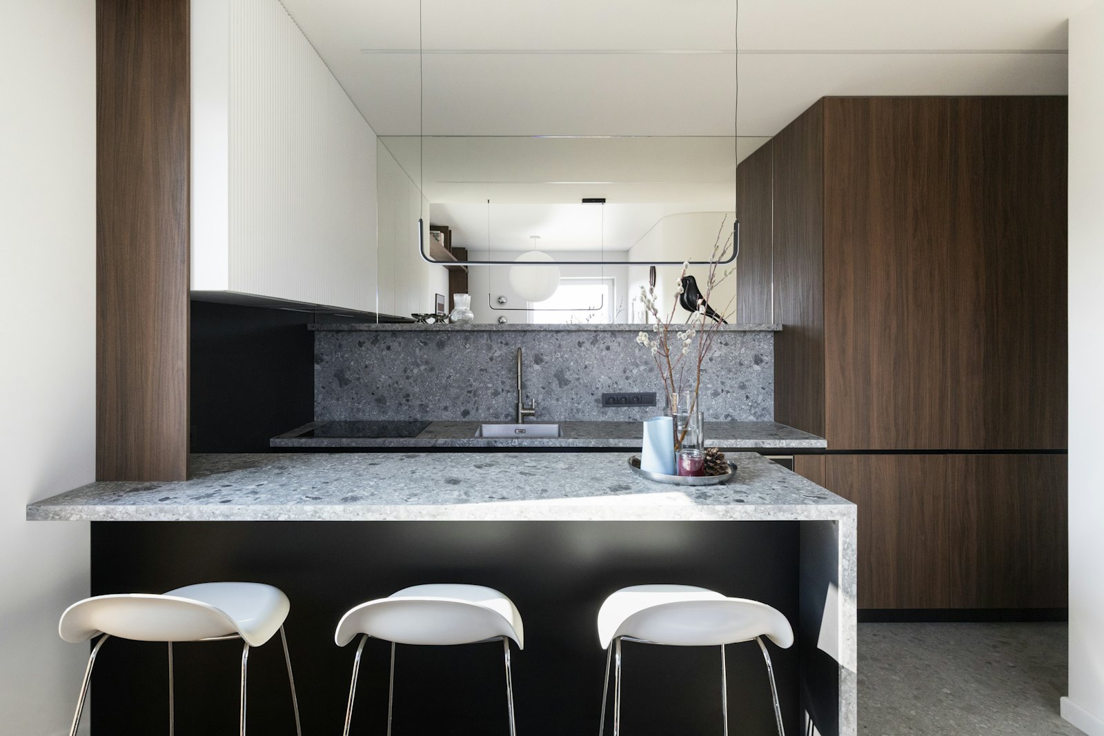 Kitchen island with stools