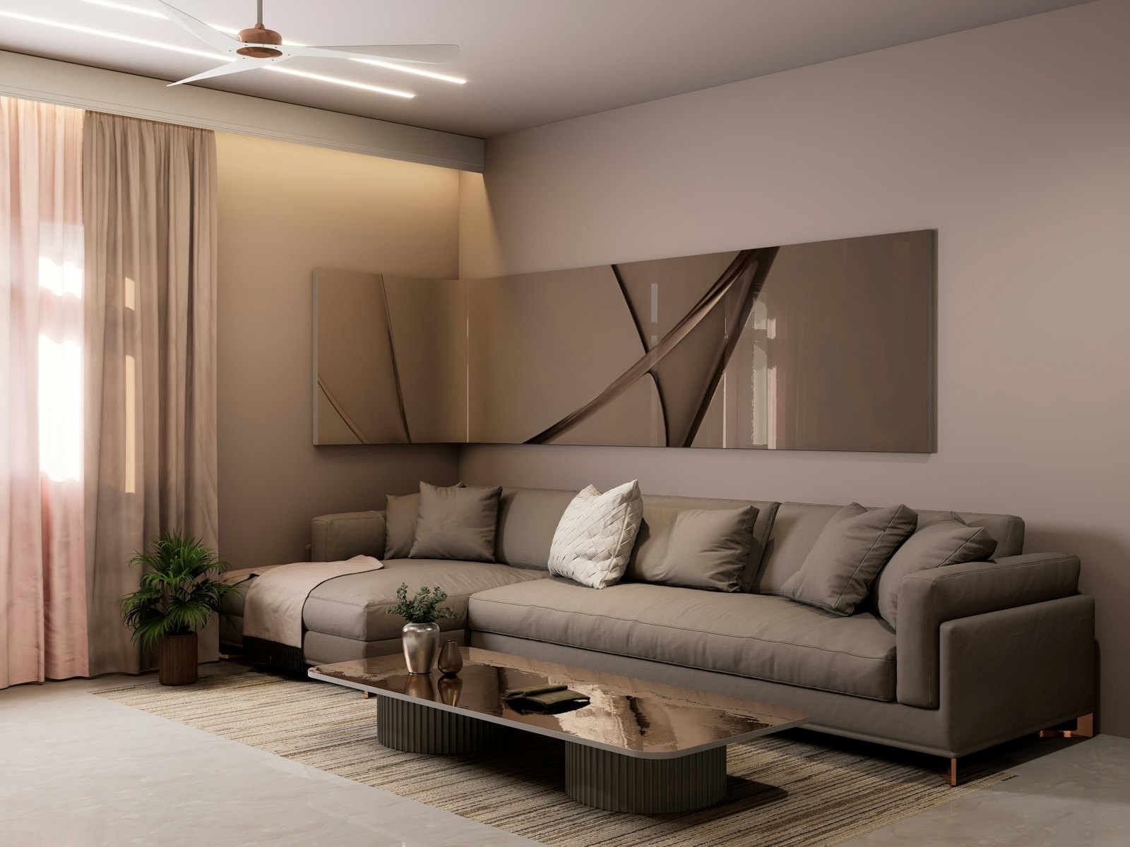Living room in a finished lower level