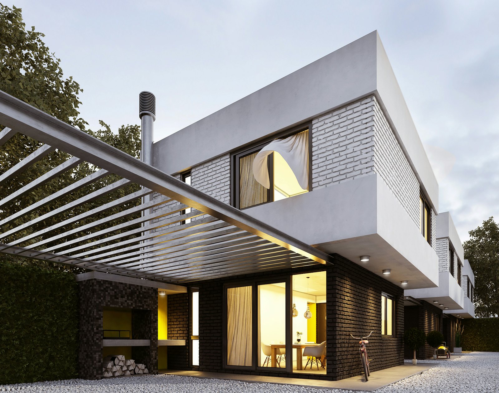 Modern house with a pergola and a second unit